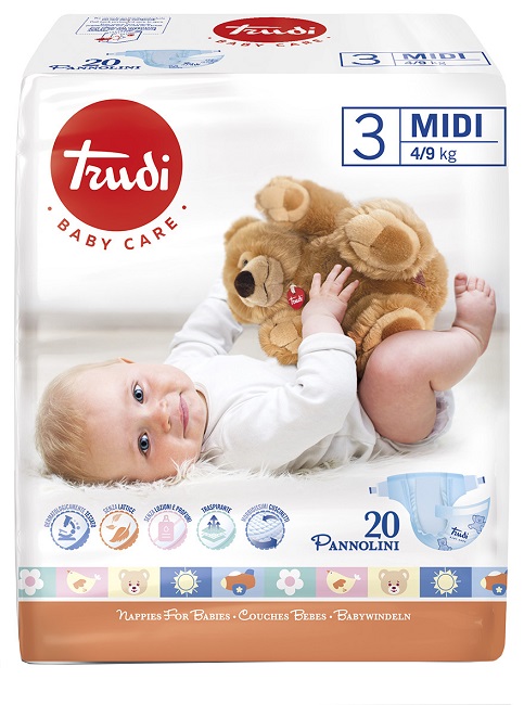 TRUDI BABY CARE PANNOLINO BAMBINI MIDI 4/9 KG 20 PEZZI - fitfarma.it
