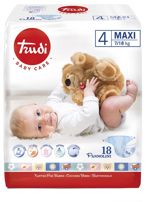 TRUDI BABY CARE PANNOLINO BAMBINI MAXI 7/18 KG 18 PEZZI - fitfarma.it