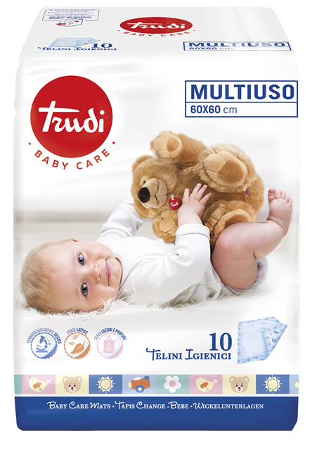 TRUDI BABY CARE TELINI MULTIUSO 60X60 CM 10 PEZZI - fitfarma.it