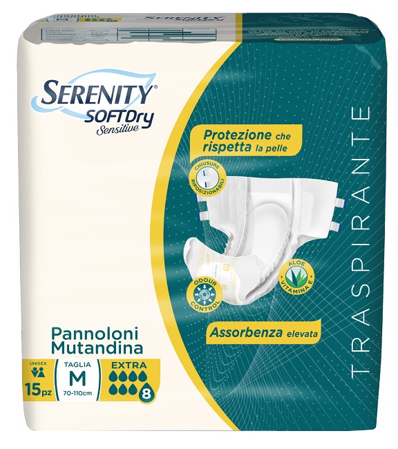 PANNOLONE MUTANDINA SERENITY SD SENSITIVE EXTRA M 15 PEZZI - fitfarma.it