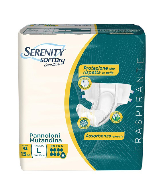 PANNOLONE MUTANDINA SERENITY SD SENSITIVE EXTRA L 15 PEZZI - fitfarma.it