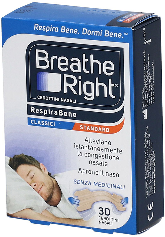 CEROTTI NASALI BREATH RIGHT CLASSICI 30 PEZZI - fitfarma.it