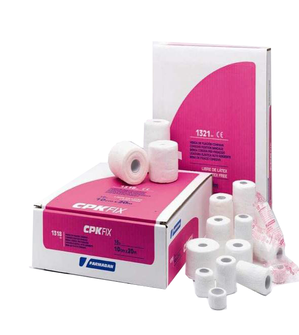 FARMABAN CPK FIX LATEX FREE 10CM X 20M BENDA ELASTICA COESIVA DI FISSAZIONE LATEX FREE DISPENSER BOX 16 PEZZI - fitfarma.it