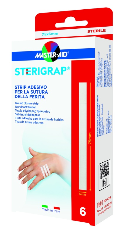 MASTER-AID STERIGRAP STRIP ADESIVO SUTURA FERITE 75X6 MM 6 PEZZI - fitfarma.it