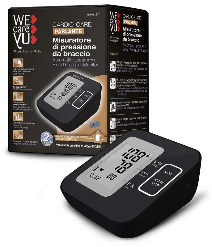 MISURATORE DI PRESSIONE DA BRACCIO PARLANTE WECAREYU CARDIO CARE - fitfarma.it