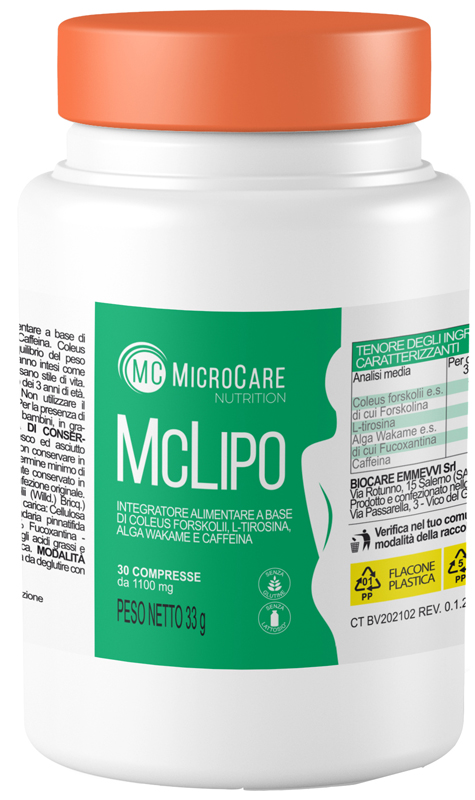 MICROCARE NUTRITION MC LIPO 30 COMPRESSE DA 1100 MG - fitfarma.it