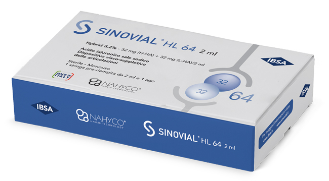 SIRINGA INTRA-ARTICOLARE SINOVIAL HL 64 32 MG + 32 MG 1 FS 2 ML AGO GAUGE 21 - fitfarma.it
