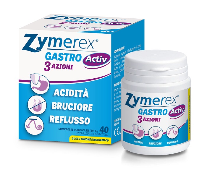 ZYMEREX GASTRO ACTIV 3 AZIONI 40 COMPRESSE MASTICABILI - fitfarma.it