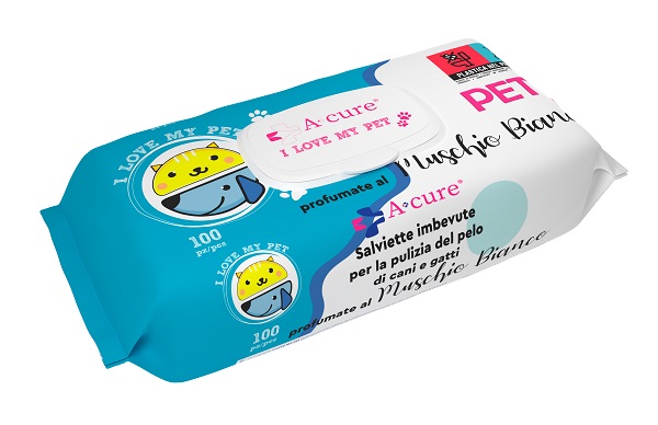 A+CURE I LOVE MY PET SALVIETTE POP-UP MUSCHIO BIANCO 100 PEZZI RICARICA - fitfarma.it