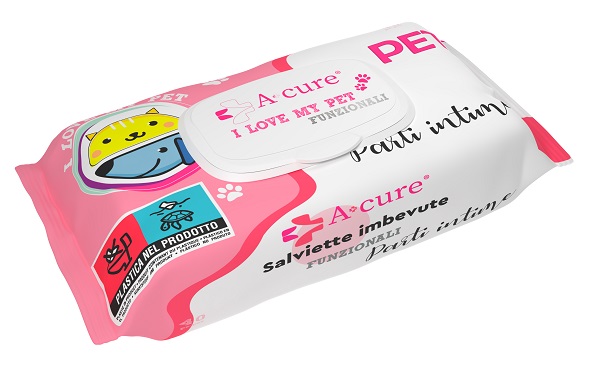 A+CURE I LOVE MY PET FUNZIONALE SALVIETTE POP-UP PARTI INTIME 40 PEZZI RICARICA - fitfarma.it