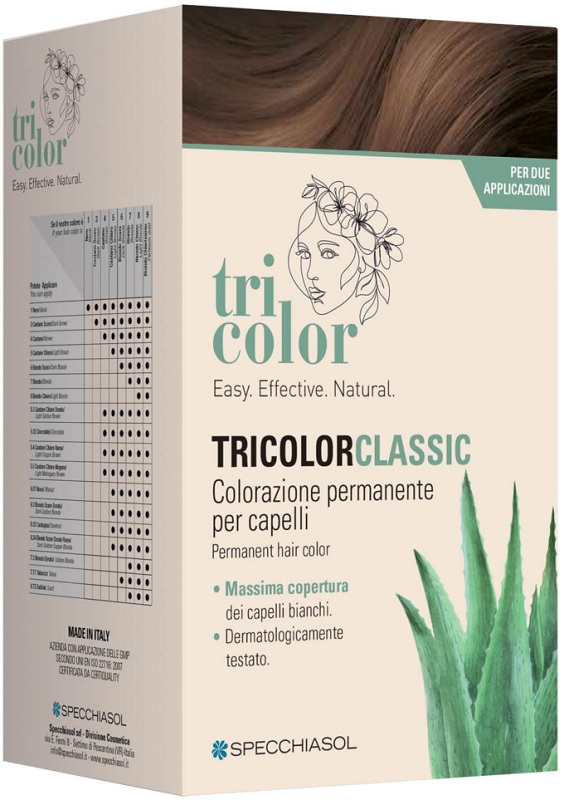 TRICOLOR CLASSIC 7 BIONDO 2 TUBI 50 ML + 2 SHAKER 50 ML + 4 BUSTINE 8 ML - fitfarma.it