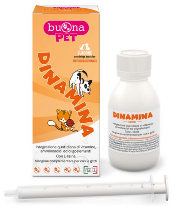 DINAMINA MANGIME COMPLEMENTARE CANI GATTI FLACONE CON SIRINGA DOSATRICE IN PASTA 60 G BUONAPET - fitfarma.it