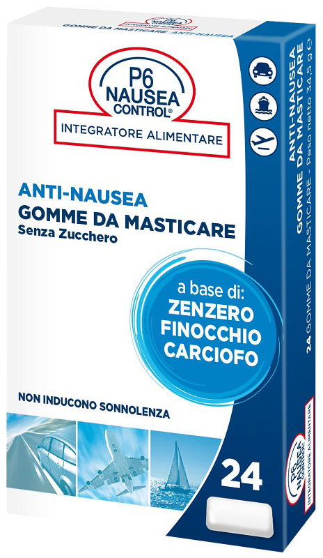 P6 NAUSEA CONTROL 24 GOMME DA MASTICARE SENZA ZUCCHERO - fitfarma.it