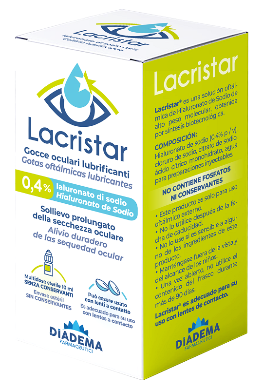 LACRISTAR GOCCE OCULARI LUBRIFICANTI 0,4% IALURONATO DI SODIO MULTIDOSE 10 ML - fitfarma.it