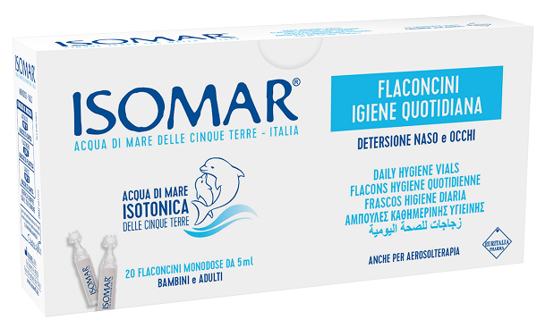 ISOMAR SOLUZIONE ISOTONICA ACQUA MARE IGIENE QUOTIDIANA 20 FLACONCINI MONODOSE 5 ML - fitfarma.it