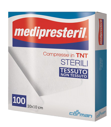 GARZA COMPRESSA MEDIPRESTERIL TNT 10X10CM 100 PEZZI - fitfarma.it
